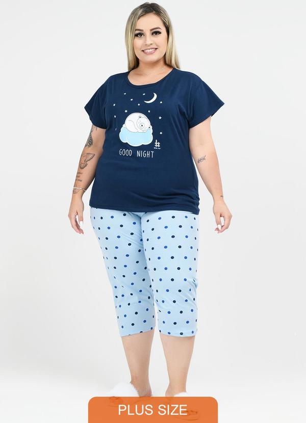 Be Blast - Pijama Pescador Plus Size Bolinhas Marinho