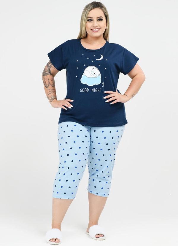 Be Blast - Pijama Pescador Plus Size Bolinhas Marinho