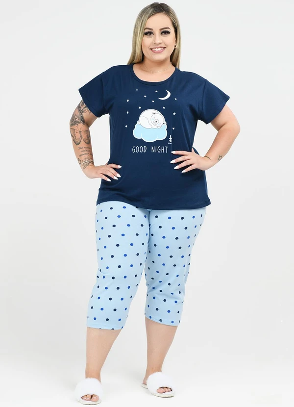 Be Blast - Pijama Pescador Plus Size Bolinhas Marinho 3