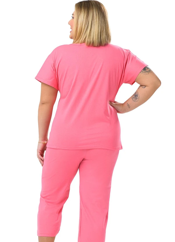 Be Blast - Pijama Pescador Plus Size de Algodão UrsinhoRosa 2