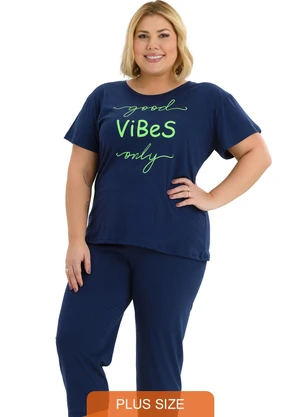Be Blast - Pijama Pescador Plus Size Good VibesAzul - BE BLAST