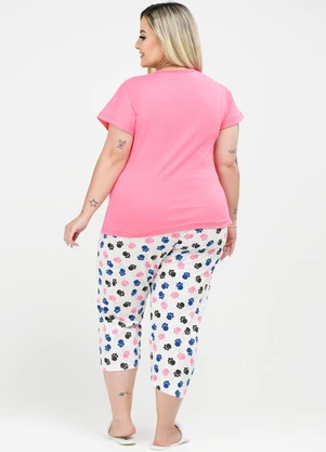 Be Blast - Pijama Pescador Plus Size So Lazy Estampado Rosê - BE BLAST
