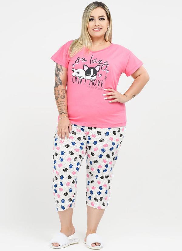 Be Blast - Pijama Pescador Plus Size So Lazy Estampado Rosê 3
