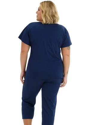 Be Blast - Pijama Pescador Plus Size Suculentas Azul - BE BLAST