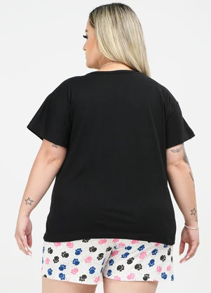 Be Blast - Pijama Plus Size Cachorrinho Estampado Preto - BE BLAST