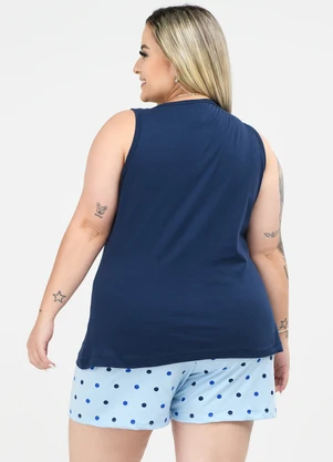 Be Blast - Pijama Plus Size de Algodão Amur Azul - BE BLAST