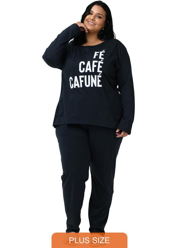 Be Blast - Pijama Plus Size de Algodão Fé Café Cafuné Azul