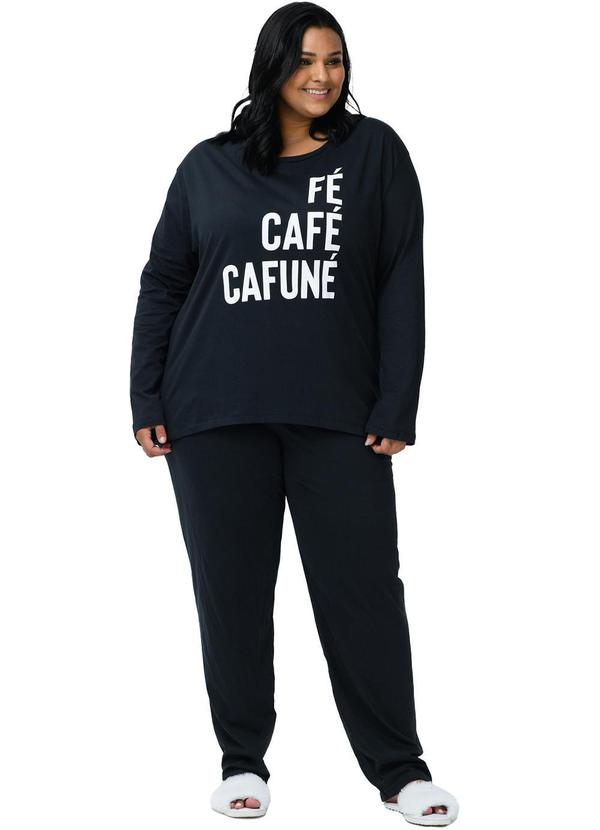 Be Blast - Pijama Plus Size de Algodão Fé Café Cafuné Azul 3