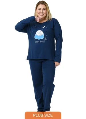 Be Blast - Pijama Plus Size de Algodão Good Night Azul - BE BLAST