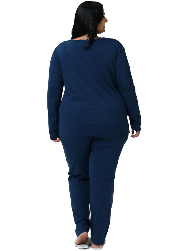 Be Blast - Pijama Plus Size de Algodão Good Night Azul 2