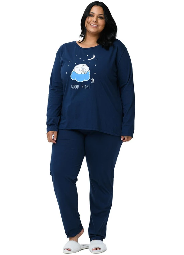 Be Blast - Pijama Plus Size de Algodão Good Night Azul 5