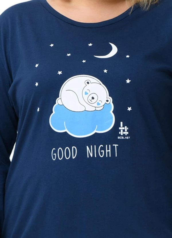 Be Blast - Pijama Plus Size de Algodão Good Night Azul 6