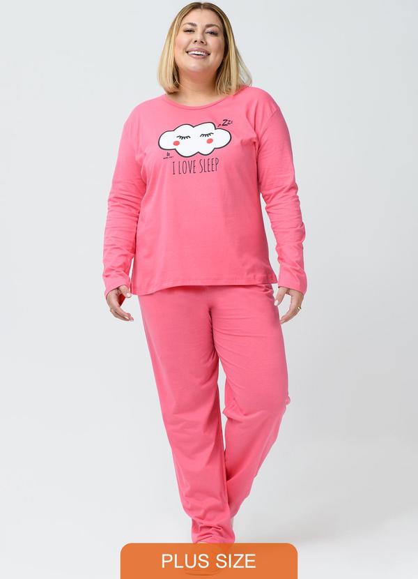 Be Blast - Pijama Plus Size de Algodão I Love Sleep Rosa