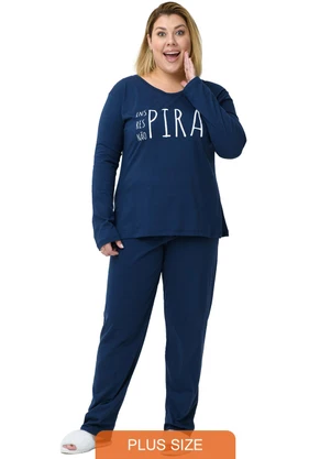 Be Blast - Pijama Plus Size de Algodão Inspira Azul Azul - BE BLAST