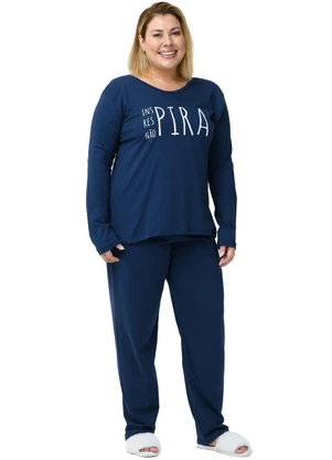 Be Blast - Pijama Plus Size de Algodão Inspira Azul Azul - BE BLAST
