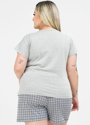 Be Blast - Pijama Plus Size de Algodão Lua Estampado Mescla - BE BLAST