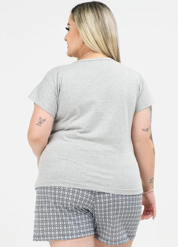 Be Blast - Pijama Plus Size de Algodão Lua Estampado Mescla 2