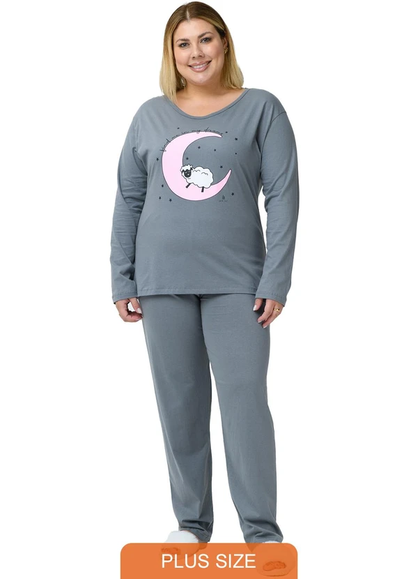 Be Blast - Pijama Plus Size de Algodão My Dreams Cinza