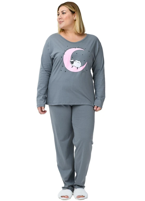 Be Blast - Pijama Plus Size de Algodão My Dreams Cinza