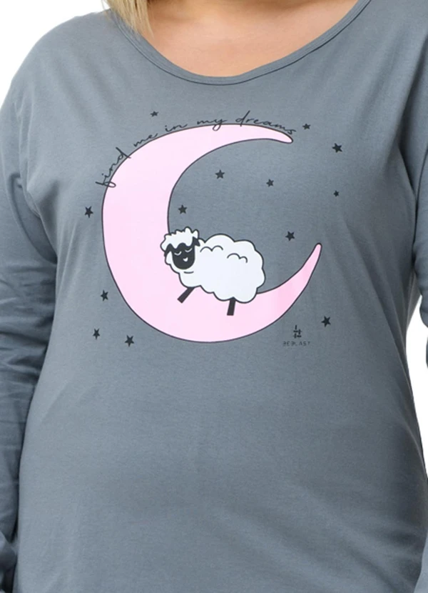 Be Blast - Pijama Plus Size de Algodão My Dreams Cinza 4