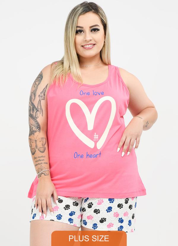 Be Blast - Pijama Plus Size de Algodão One Love Rosa