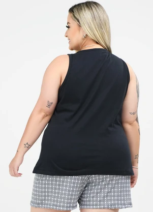 Be Blast - Pijama Plus Size de Algodão Paris EstampadoPreto - BE BLAST