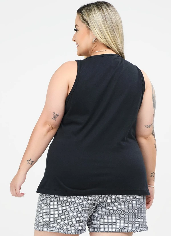 Be Blast - Pijama Plus Size de Algodão Paris EstampadoPreto 2