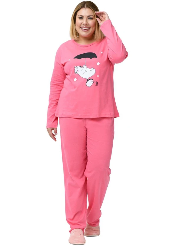 Be Blast - Pijama Plus Size de Algodão Ursinho Rosa 3