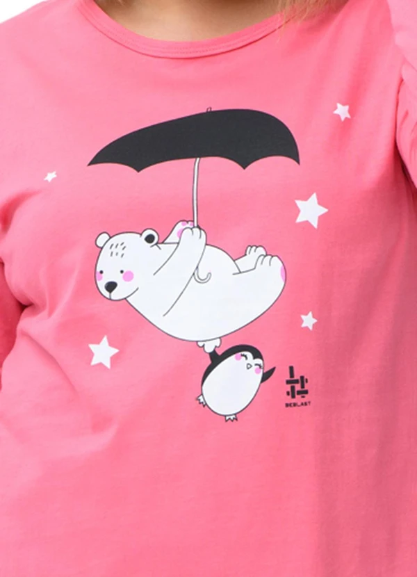 Be Blast - Pijama Plus Size de Algodão Ursinho Rosa 4