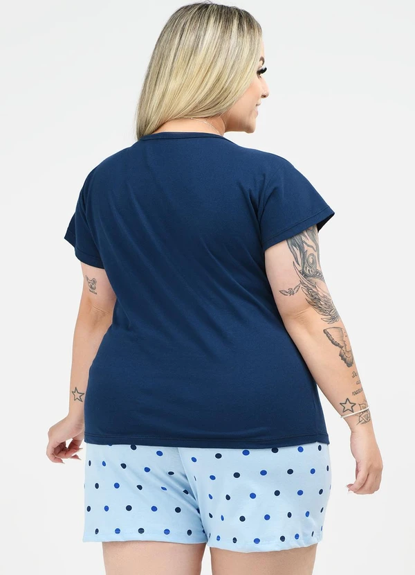 Be Blast - Pijama Plus Size Gatinho Bolinha Marinho 2