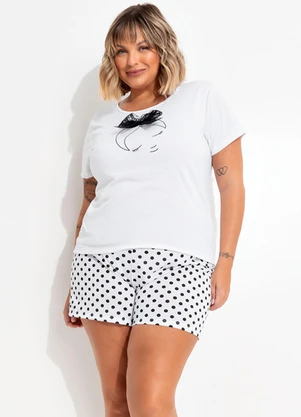 Marguerite - Pijama Poá Branco em Poliviscose - MARGUERITE