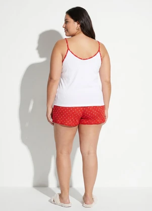 Marguerite - Pijama Poá Vermelho em Malha Canelada Macia - MARGUERITE