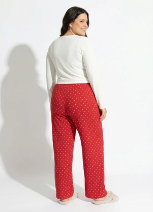 Marguerite - Pijama Poá Vermelho em Malha Canelada Macia - MARGUERITE