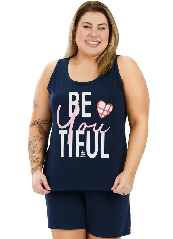 Be Blast - Pijama Regata Curve de Algodão Azul Marinho Azul 3