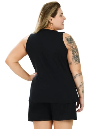 Be Blast - Pijama Regata Curve de Algodão Girassóis Preto - BE BLAST