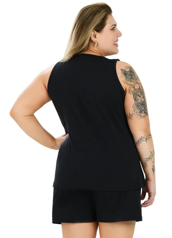 Be Blast - Pijama Regata Curve de Algodão Girassóis Preto