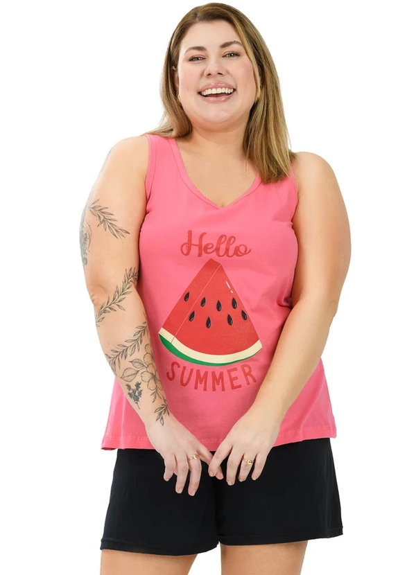 Be Blast - Pijama Regata Curve de Algodão Melancia Rosa 3