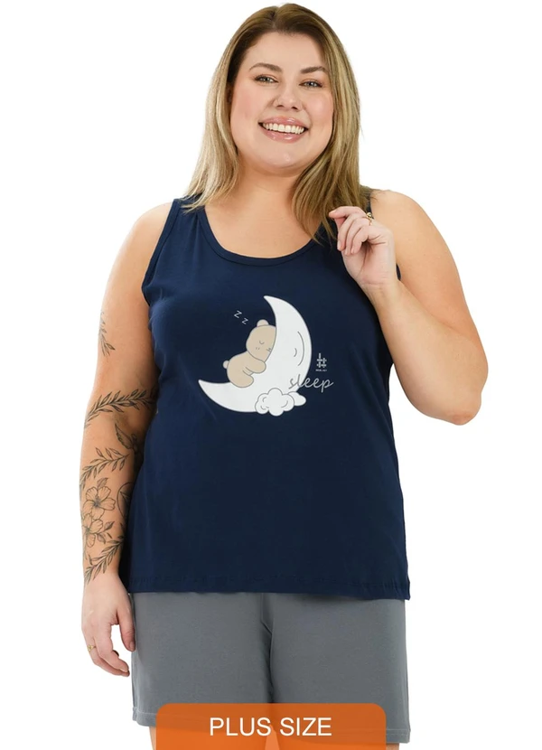 Be Blast - Pijama Regata Curve de Algodão Sleep Azul