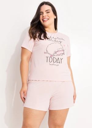 Marguerite - Pijama Rosa Claro em Malha Fria - MARGUERITE