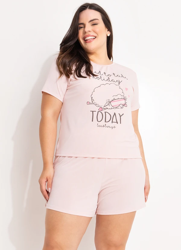 Marguerite - Pijama Rosa Claro em Malha Fria