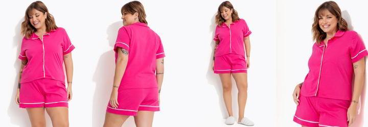 Pijama Rosa em Malha de Algod�o