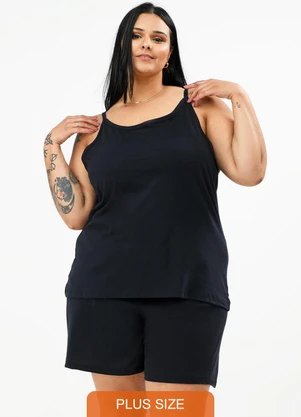 Be Blast - Pijama Verão Alcinha Plus Size Básico Preto - BE BLAST