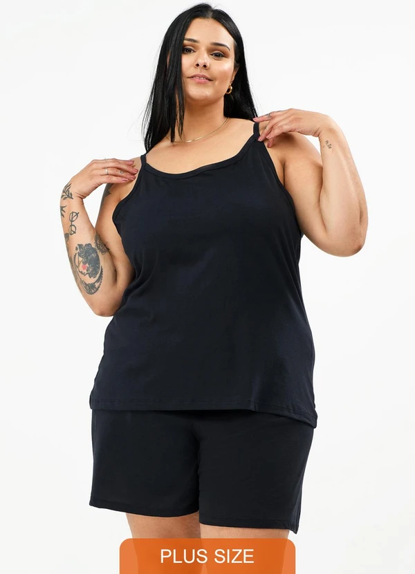 Be Blast - Pijama Verão Alcinha Plus Size Básico Preto