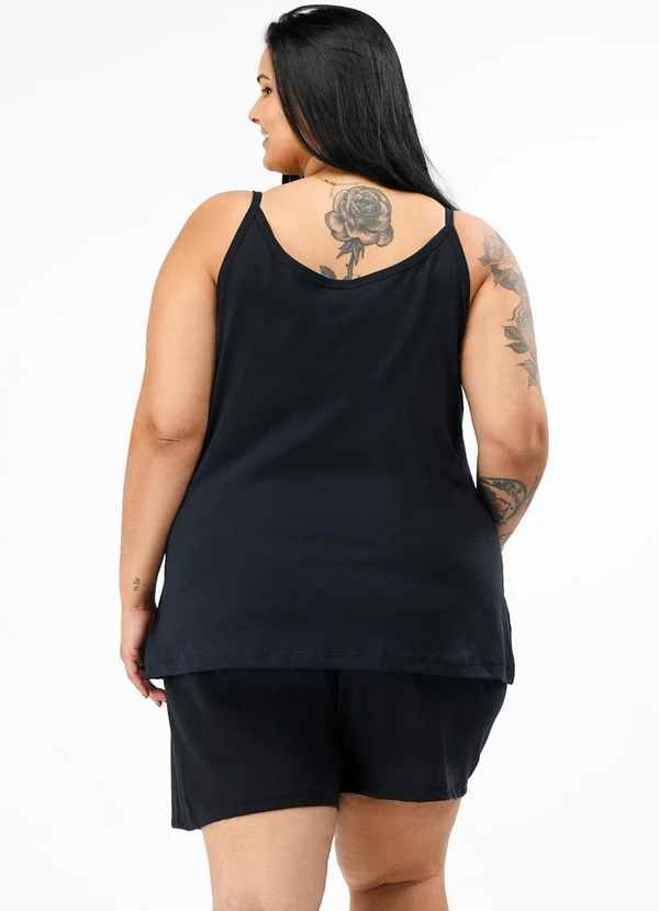 Be Blast - Pijama Verão Alcinha Plus Size Básico Preto 2