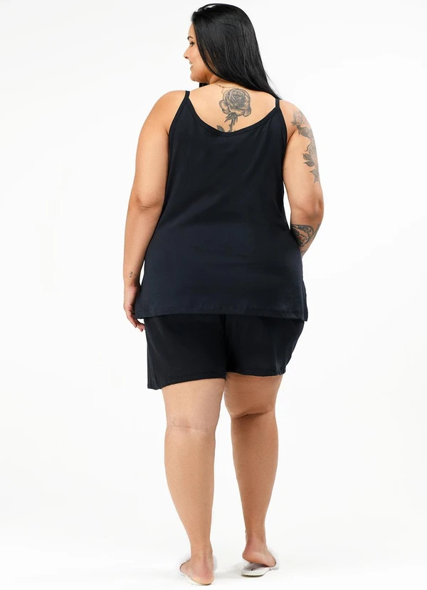 Be Blast - Pijama Verão Alcinha Plus Size Básico Preto 4