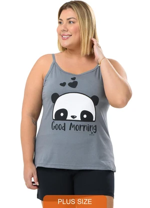 Be Blast - Pijama Verão Alcinha Plus Size Panda Cinza - BE BLAST