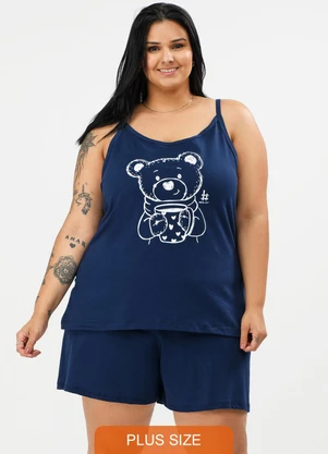 Be Blast - Pijama Verão Alcinha Plus Size Urso Marinho - BE BLAST
