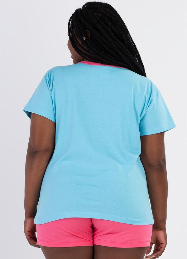 Be Blast - Pijama Verão Plus Size de Algodão Kitten Me Azul 2