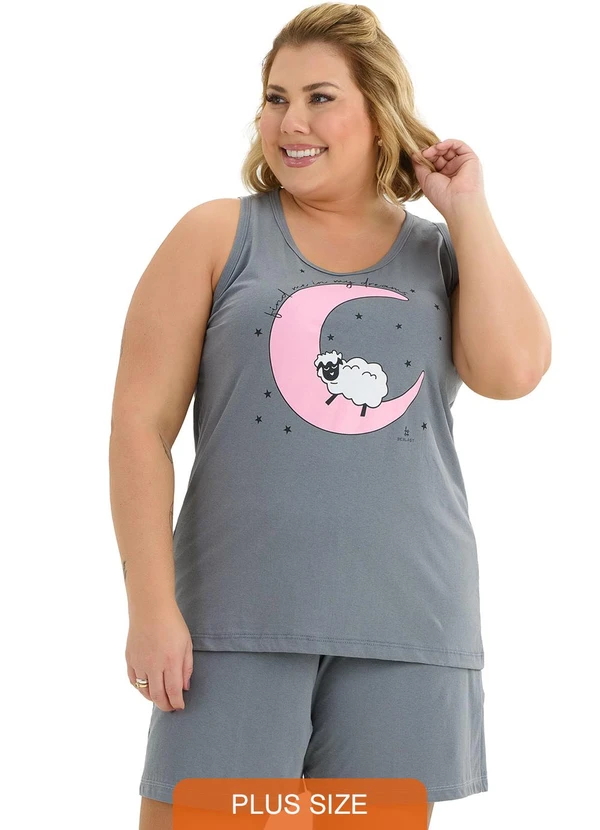 Be Blast - Pijama Verão Plus Size de Algodão My DreamsCinza