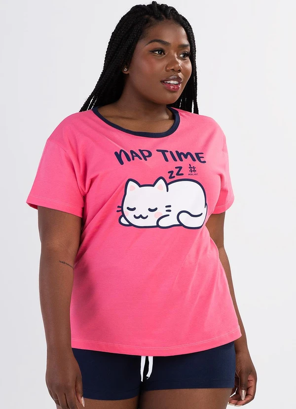 Be Blast - Pijama Verão Plus Size de Algodão Nap TimeRosa 3